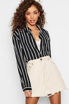 Boohoo Oversized Button Through Stripe Shirt