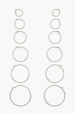 Boohoo 6 Pack Gold Hoop Earrings