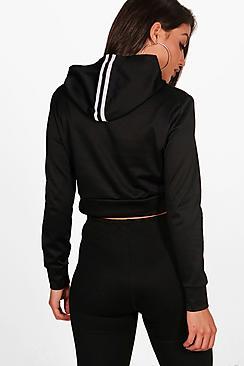 Boohoo Lara Sports Trim Raw Hem Hoody