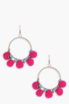 Boohoo Maisy Pom Pom Hoop Earrings Gold