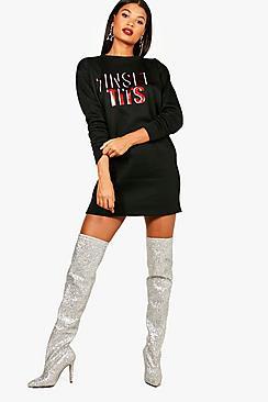 Boohoo Rebecca Christmas Tinsel Sweat Dress