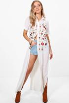 Boohoo Grace Boutique Full Embroidered Maxi Shirt Ivory