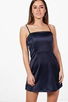 Boohoo Petite Annie Satin A-line Mini Dress