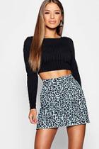 Boohoo Petite Animal Print Denim Mini Skirt