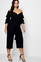 Boohoo Plus Hellie Off Shoulder Tie Jumpsuit
