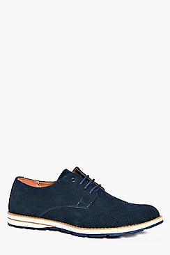 Boohoo Smart Suedette Derbie Shoe With Contrast Sole