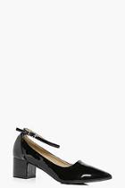 Boohoo Ava Block Heel Ankle Band Pointed Flat