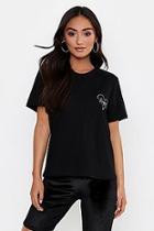Boohoo Petite Happy Love Heart Pocket Slogan T-shirt