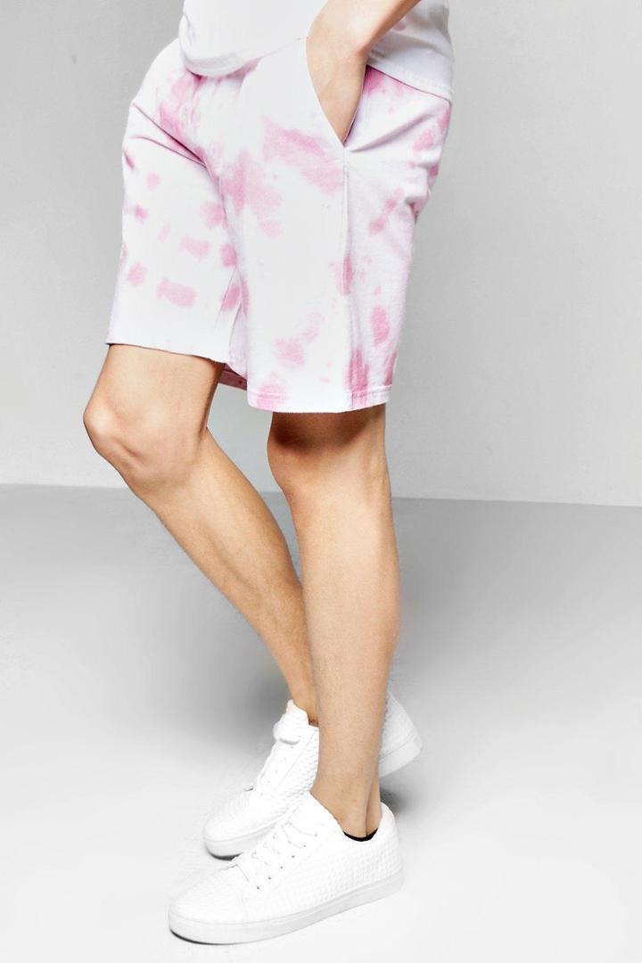 Boohoo Tie Dye Jersey Shorts Pink
