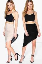 Boohoo Petite Irene 2 Pack Asymmetric Slinky Skirt