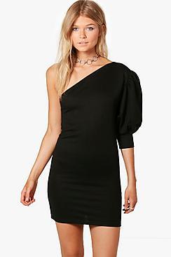 Boohoo Petite Becky Puff Sleeve Sweat Dress