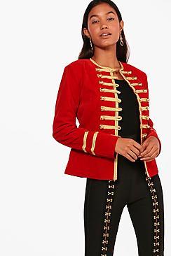 Boohoo Daisy Boutique Military Velvet Jacket
