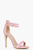 Boohoo Libby Double Ankle Band 2 Part Heels Pink