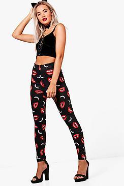 Boohoo Lauren Halloween Lip Print Leggings