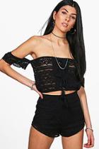 Boohoo Keeva Crochet Crop & Short Co-ord Set