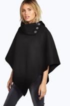 Boohoo Julia Cape With Buttons Black