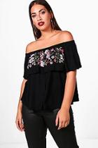 Boohoo Plus Cara Floral Double Layer Top