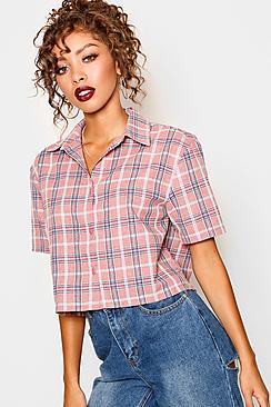 Boohoo Cropped Check Shirt