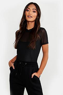 Boohoo Petite Mesh T-shirt