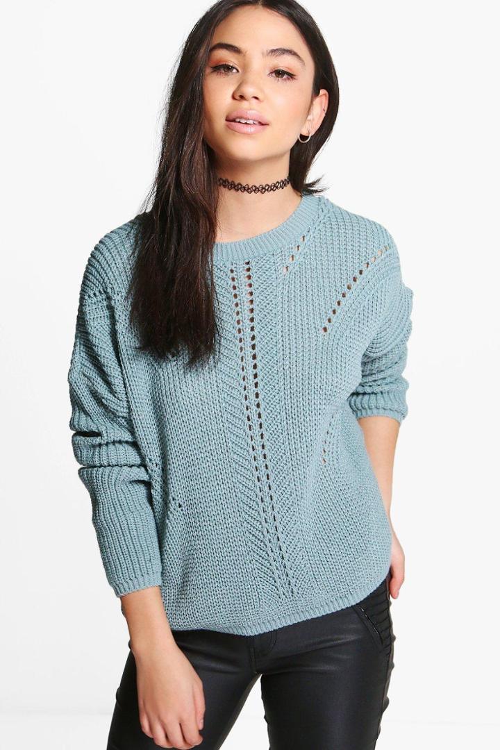 Boohoo Eleanor Ladder Stitch Jumper Blue