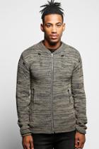 Boohoo Space Knit Bomber With Distressing Khaki