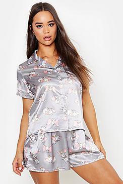 Boohoo Disney Satin Licence Dumbo Pj Short Set