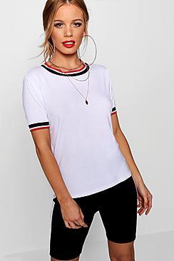Boohoo Petite Alleah Sport Trim Detail T-shirt