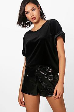 Boohoo Velvet Oversized T-shirt