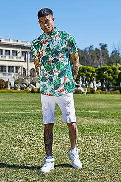Boohoo Fm Palm Print Short Sleeve Shirt