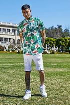 Boohoo Fm Palm Print Short Sleeve Shirt
