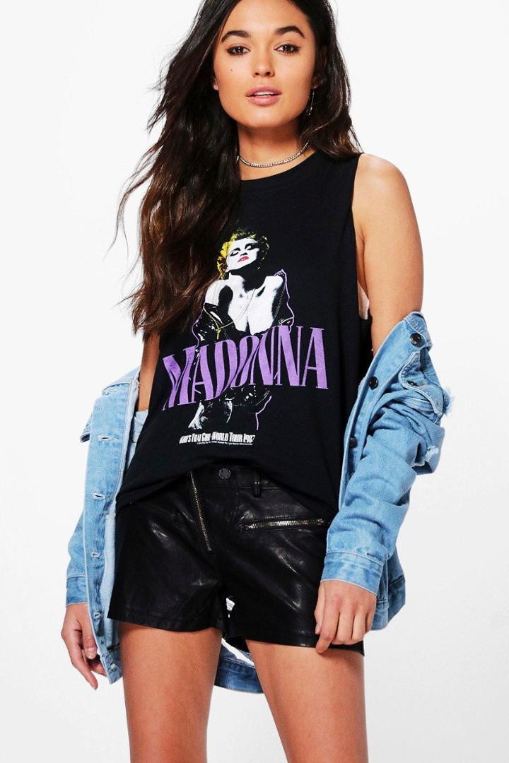Boohoo Jennie Pu Zip Detail Short Black