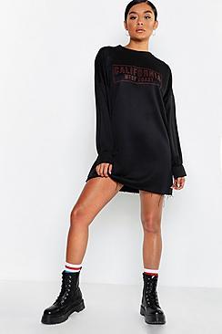 Boohoo West Coast Balloon Sleeve Sweat Dress