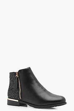 Boohoo Layla Glitter Panel Chelsea Boot