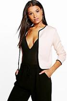 Boohoo Clara Contrast Trim Scuba Jacket