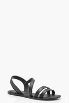 Boohoo Florence Leather Three Band Sandals