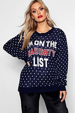 Boohoo Plus Im On The Naughty List Christmas Jumper