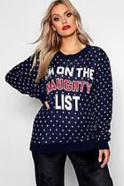 Boohoo Plus Im On The Naughty List Christmas Jumper