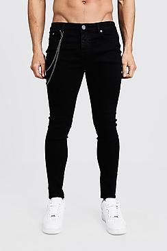 Boohoo Spray On Skinny Jeans With Chain Detail