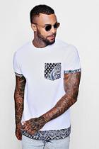 Boohoo Longline Paisley Pocket Extended Hem T-shirt