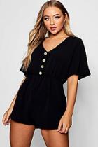 Boohoo Horn Button Front Flippy Playsuit
