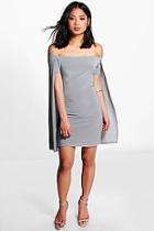 Boohoo Petite Myah Cape Swing Dress