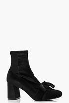 Boohoo Jessica Bow Front Block Heel Ankle Boot