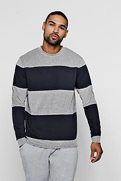 Boohoo Colour Block Mixed Fabrication Sweatshirt