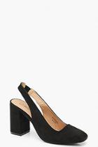 Boohoo Block Heel Square Toe Slingback Court Shoes