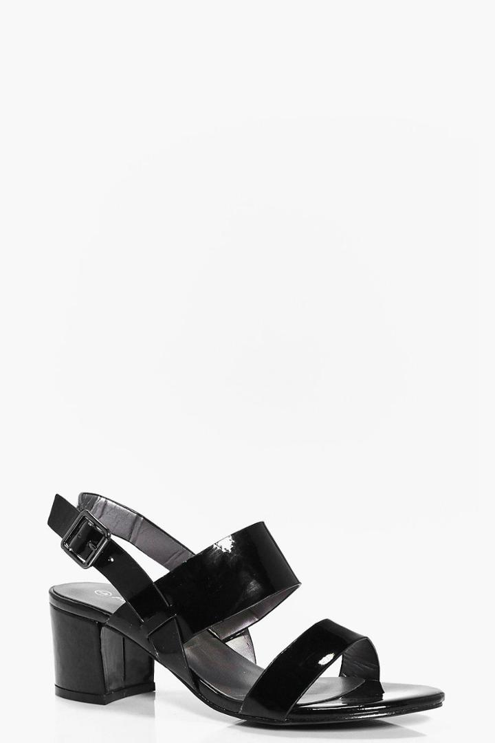 Boohoo Phoebe Double Band Low Block Heels Black