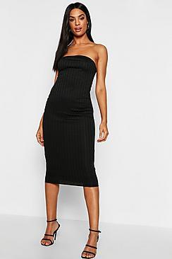 Boohoo Tall Bandeau Rib Midi Dress