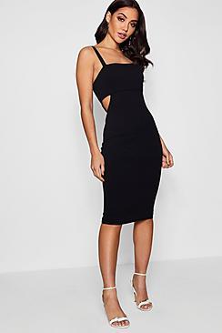 Boohoo Monica Sqaure Neck Cut Out Side Midi Dress