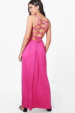 Boohoo Cross Back Strappy Maxi Dress