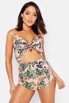 Boohoo Pineapple Cut Out Playsuit