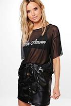 Boohoo Faye Applique Slogan Mesh T-shirt